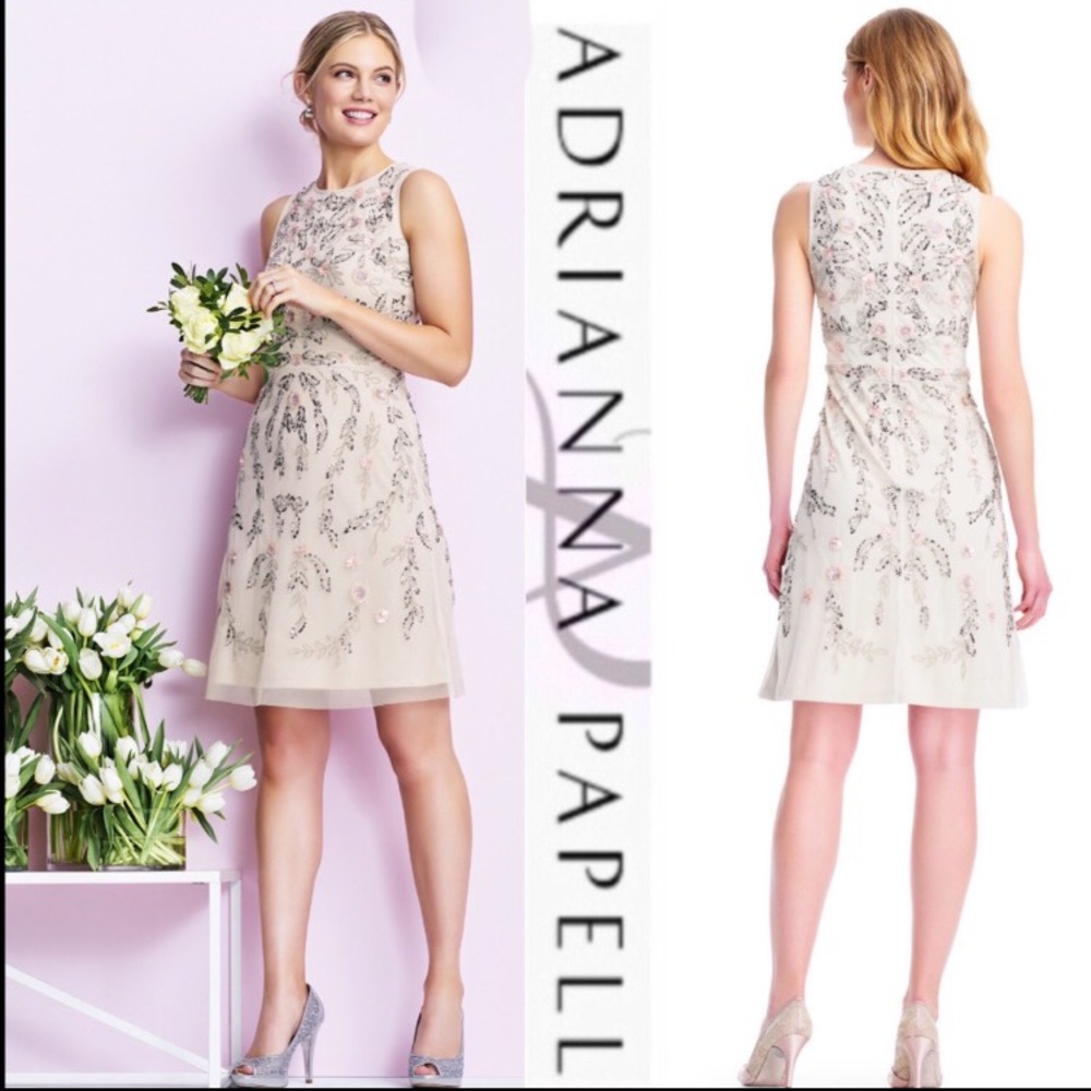 Adrianna Papell floral beaded A-Line